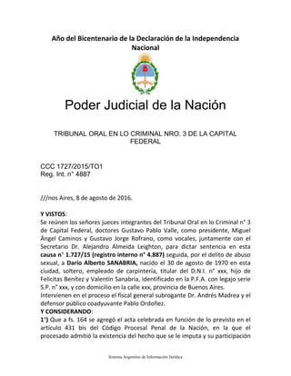Sistema Argentino de Información Jurídica
Año del Bicentenario de la Declaración de la Independencia
Nacional
Poder Judici...