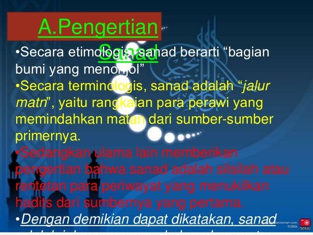 Sanad secara terminologi adalah