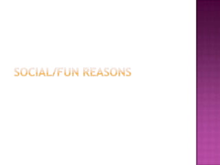 Link with people around world with similar interests/global connectionParticipate in conversations with other educatorsWorld-wide group of people to bounce ideas offConnection for isolated people (location/job)Personal Learning NetworkJo Fothergill