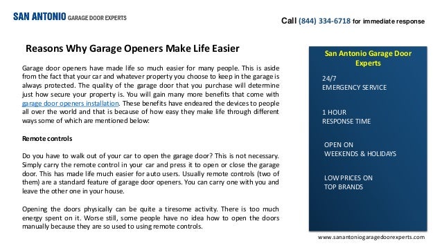 Reasons Why Garage Openers Make Life Easier San Antonio
