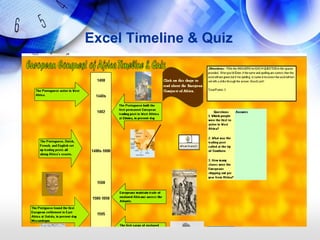 Excel Timeline & Quiz
 