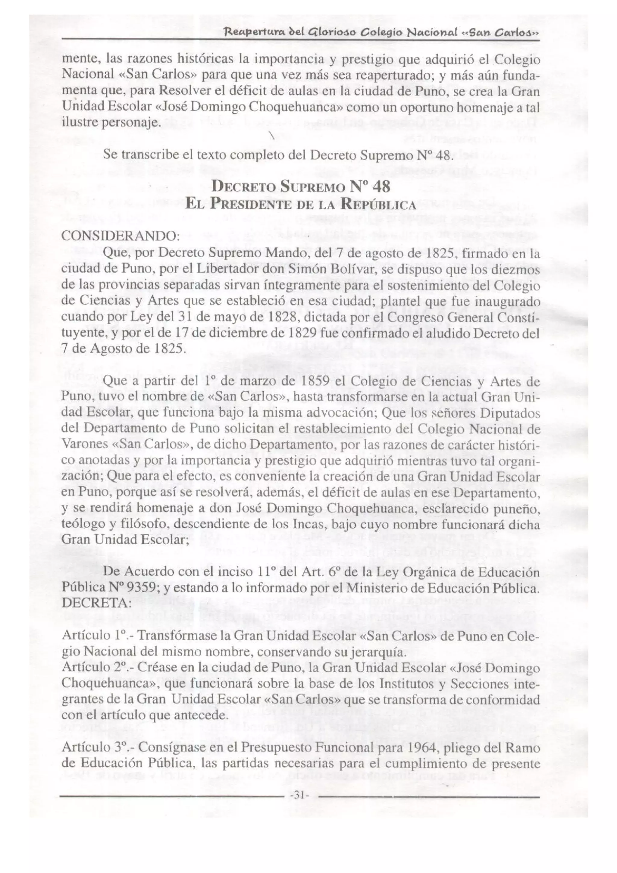 San Carlos la historia no miente