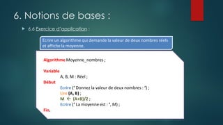 6. Notions de bases :
 6.6 Exercice d’application :
 