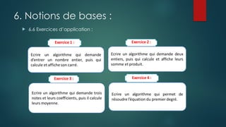 6. Notions de bases :
 6.6 Exercices d’application :
 