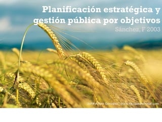 Planificación estratégica y
gestión pública por objetivos
Sánchez, F 2003
 