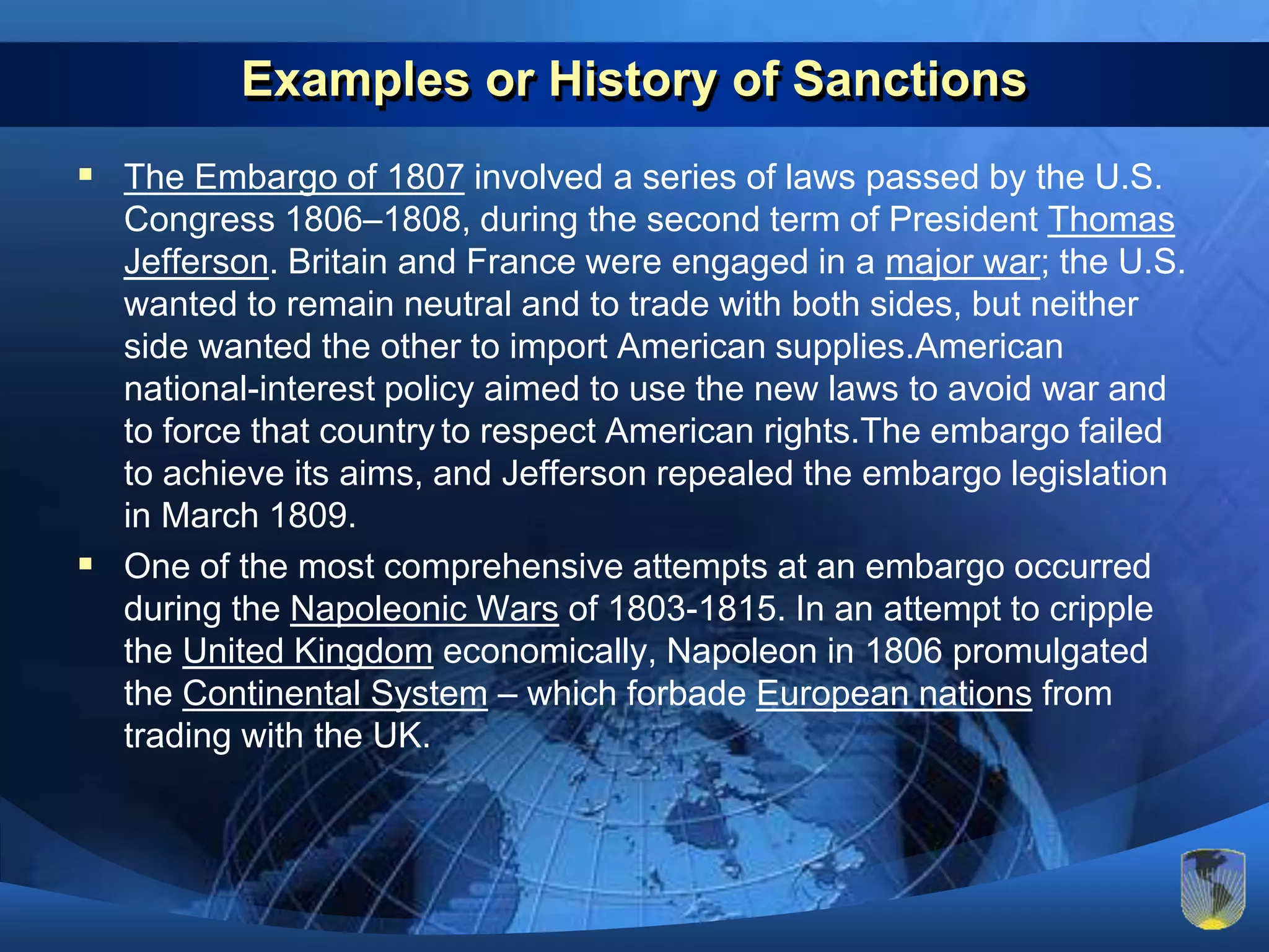 Economic Sanctions in International Relations | PPTX