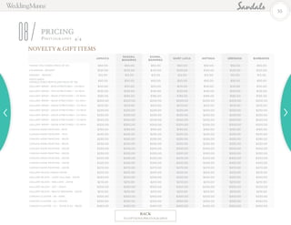 PRICING
08 Photogr a ph y 4/4
55
NOVELTY & GIFT ITEMS
JAMAICA
NASSAU,
BAHAMAS
EXUMA,
BAHAMAS
SAINT LUCIA ANTIGUA GRENADA BARBADOS
THANK YOU CARDS (PACK OF 25) $50.00 $50.00 $50.00 $50.00 $50.00 $50.00 $50.00
CALENDAR - RESORT $120.00 $120.00 $120.00 $120.00 $120.00 $120.00 $120.00
MAGNET - RESORT $12.00 $12.00 $12.00 $12.00 $12.00 $12.00 $12.00
POSTCARDS
(SINGLE SIDED SEMI GLOSS PACK OF 25)
$50.00 $50.00 $50.00 $50.00 $50.00 $50.00 $50.00
GALLERY WRAP - 8X10 STRETCHED 1 1/2 INCH $110.00 $110.00 $110.00 $110.00 $110.00 $110.00 $110.00
GALLERY WRAP - 11X14 STRETCHED 1 1/2 INCH $135.00 $135.00 $135.00 $135.00 $135.00 $135.00 $135.00
GALLERY WRAP - 16X20 STRETCHED 1 1/2 INCH $185.00 $185.00 $185.00 $185.00 $185.00 $185.00 $185.00
GALLERY WRAP - 16X24 STRETCHED 1 1/2 INCH $200.00 $200.00 $200.00 $200.00 $200.00 $200.00 $200.00
GALLERY WRAP - 20X20 STRETCHED 1 1/2 INCH $210.00 $210.00 $210.00 $210.00 $210.00 $210.00 $210.00
GALLERY WRAP - 20X24 STRETCHED 1 1/2 INCH $220.00 $220.00 $220.00 $220.00 $220.00 $220.00 $220.00
GALLERY WRAP - 20X30 STRETCHED 1 1/2 INCH $230.00 $230.00 $230.00 $230.00 $230.00 $230.00 $230.00
GALLERY WRAP - 24X30 STRETCHED 1 1/2 INCH $240.00 $240.00 $240.00 $240.00 $240.00 $240.00 $240.00
GALLERY WRAP - 24X36 STRETCHED 1 1/2 INCH $300.00 $300.00 $300.00 $300.00 $300.00 $300.00 $300.00
CANVAS HAND PAINTING - 8X10 $190.00 $190.00 $190.00 $190.00 $190.00 $190.00 $190.00
CANVAS HAND PAINTING - 11X14 $245.00 $245.00 $245.00 $245.00 $245.00 $245.00 $245.00
CANVAS HAND PAINTING - 16X20 $295.00 $295.00 $295.00 $295.00 $295.00 $295.00 $295.00
CANVAS HAND PAINTING - 16X24 $330.00 $330.00 $330.00 $330.00 $330.00 $330.00 $330.00
CANVAS HAND PAINTING - 20X20 $340.00 $340.00 $340.00 $340.00 $340.00 $340.00 $340.00
CANVAS HAND PAINTING - 20X24 $350.00 $350.00 $350.00 $350.00 $350.00 $350.00 $350.00
CANVAS HAND PAINTING - 20X30 $400.00 $400.00 $400.00 $400.00 $400.00 $400.00 $400.00
CANVAS HAND PAINTING - 24X30 $420.00 $420.00 $420.00 $420.00 $420.00 $420.00 $420.00
CANVAS HAND PAINTING - 24X36 $470.00 $470.00 $470.00 $470.00 $470.00 $470.00 $470.00
GALLERY BLOCK SINGLE 24X36 $225.00 $225.00 $225.00 $225.00 $225.00 $225.00 $225.00
GALLERY BLOCK - LOVE COLLAGE - 25X19 $240.00 $240.00 $240.00 $240.00 $240.00 $240.00 $240.00
GALLERY BLOCK - RED LOVE - 23X19 $210.00 $210.00 $210.00 $210.00 $210.00 $210.00 $210.00
GALLERY BLOCK - JOY - 25X22 $300.00 $300.00 $300.00 $300.00 $300.00 $300.00 $300.00
GALLERY BLOCK - BEACH WEDDING - 23X19 $210.00 $210.00 $210.00 $210.00 $210.00 $210.00 $210.00
CANVAS CLUSTER - (4) - 8X8S $300.00 $300.00 $300.00 $300.00 $300.00 $300.00 $300.00
CANVAS CLUSTER - (4) - 10X10S $350.00 $350.00 $350.00 $350.00 $350.00 $350.00 $350.00
CANVAS CLUSTER - (1) - 32X20 & (2) - 16X20 $460.00 $460.00 $460.00 $460.00 $460.00 $460.00 $460.00
BACK
TO OPTIONS/PHOTOGRAPHY
 