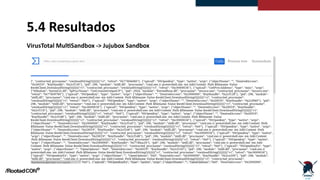 5.4 Resultados
VirusTotal Mul;Sandbox -> Jujubox Sandbox
 