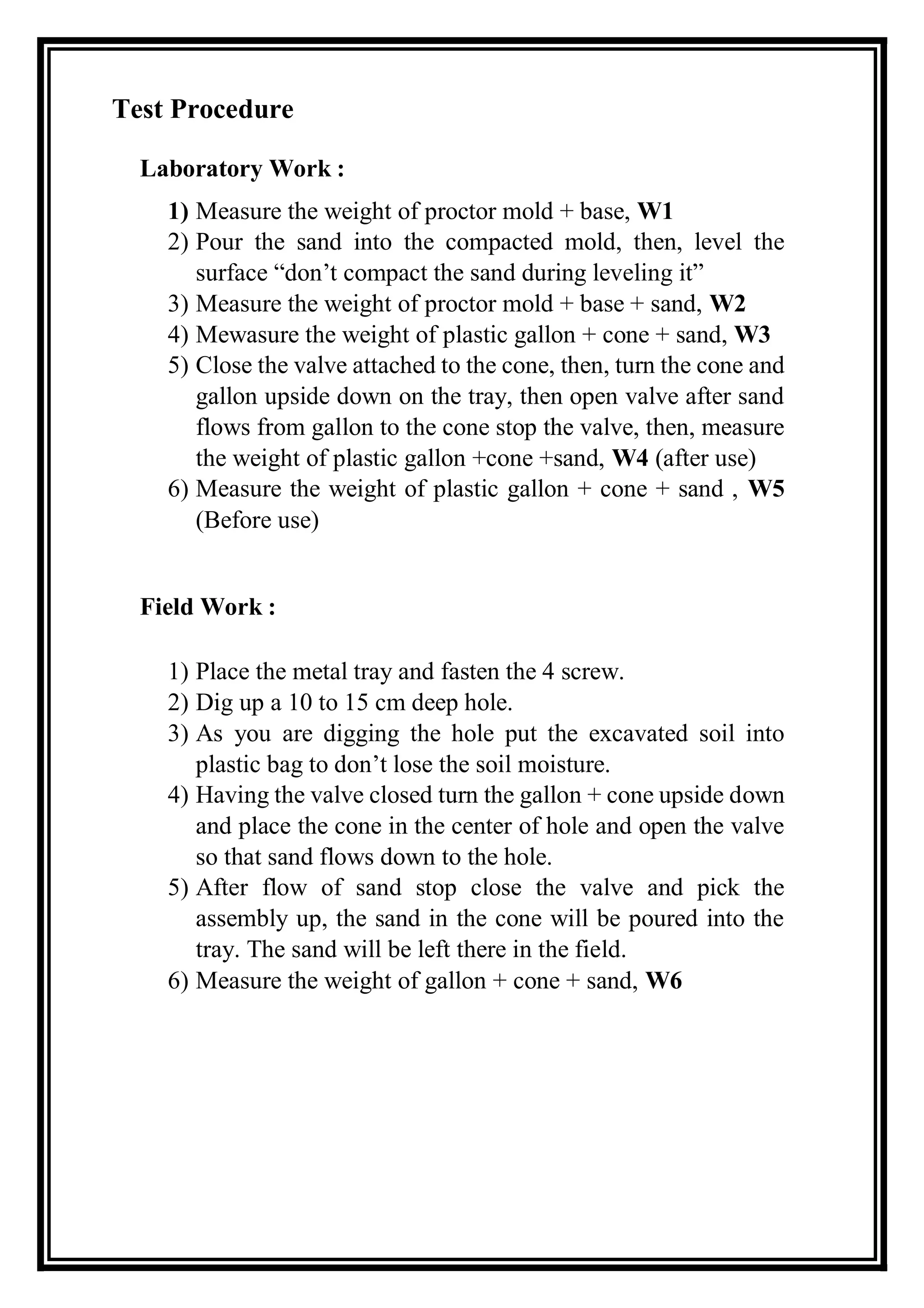 Sand Picture Water Level Guide.pdf Determination of Field Density Using Sand Cone Method | Jameel Academy ...