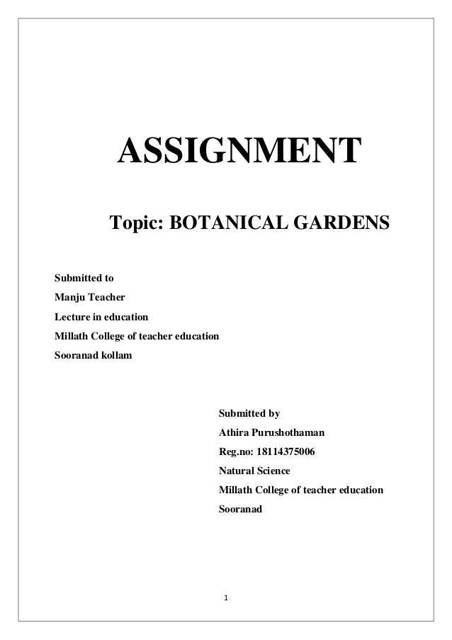 assignment front page botany