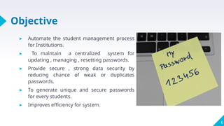 Student Password Manager Comprehensive Student Password Generator Management System for Enhanced ...