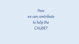 How
we can contribute
to help the
CAUSE?
 