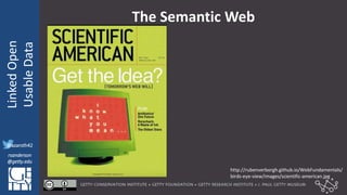 @azaroth42
rsanderson
@getty.edu
IIIF:Interoperabilituy
LinkedOpen
UsableData
@azaroth42
rsanderson
@getty.edu
The Semantic Web
http://rubenverborgh.github.io/WebFundamentals/
birds-eye-view/images/scientific-american.jpg
 