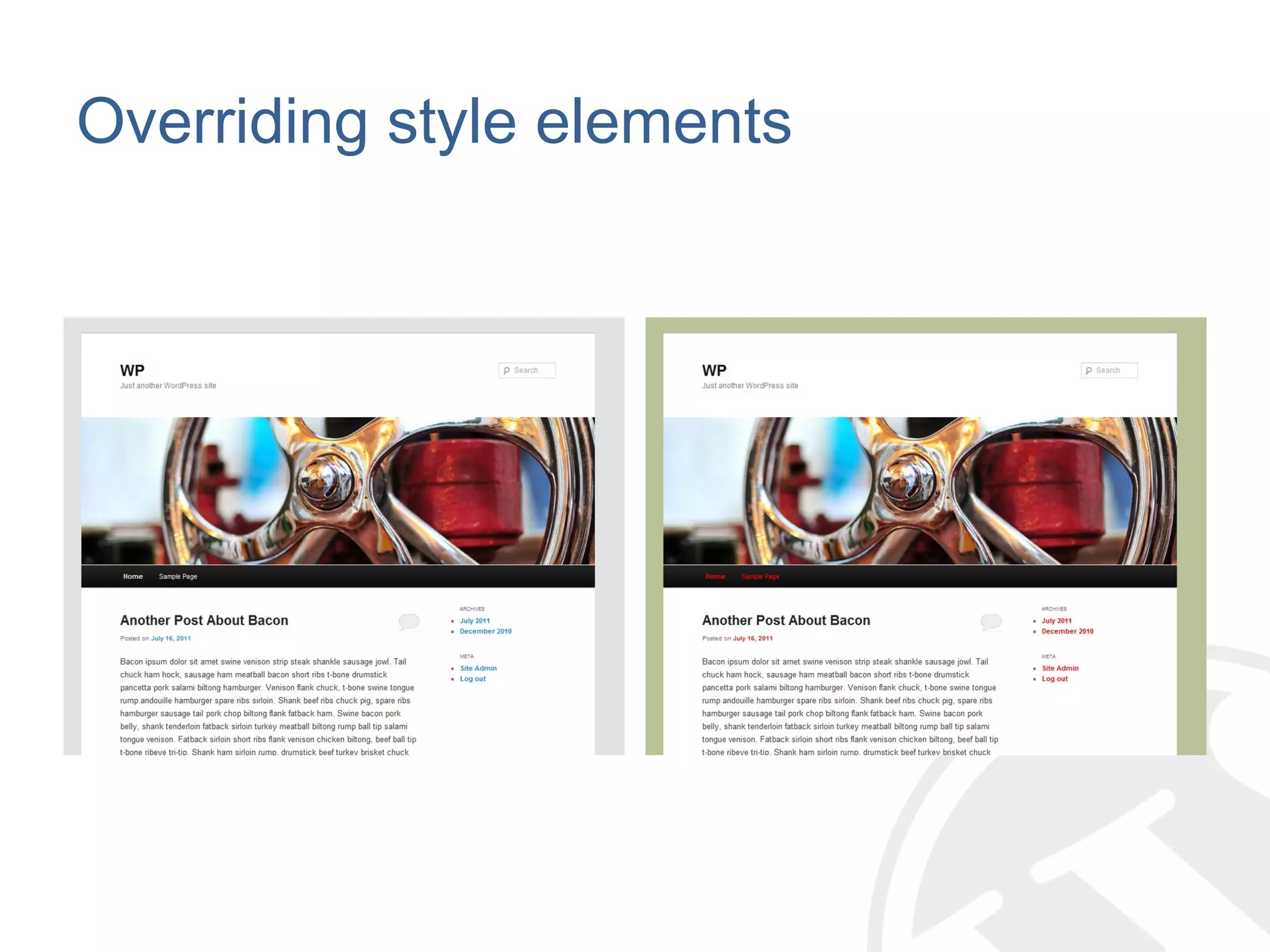 Overriding style elements 