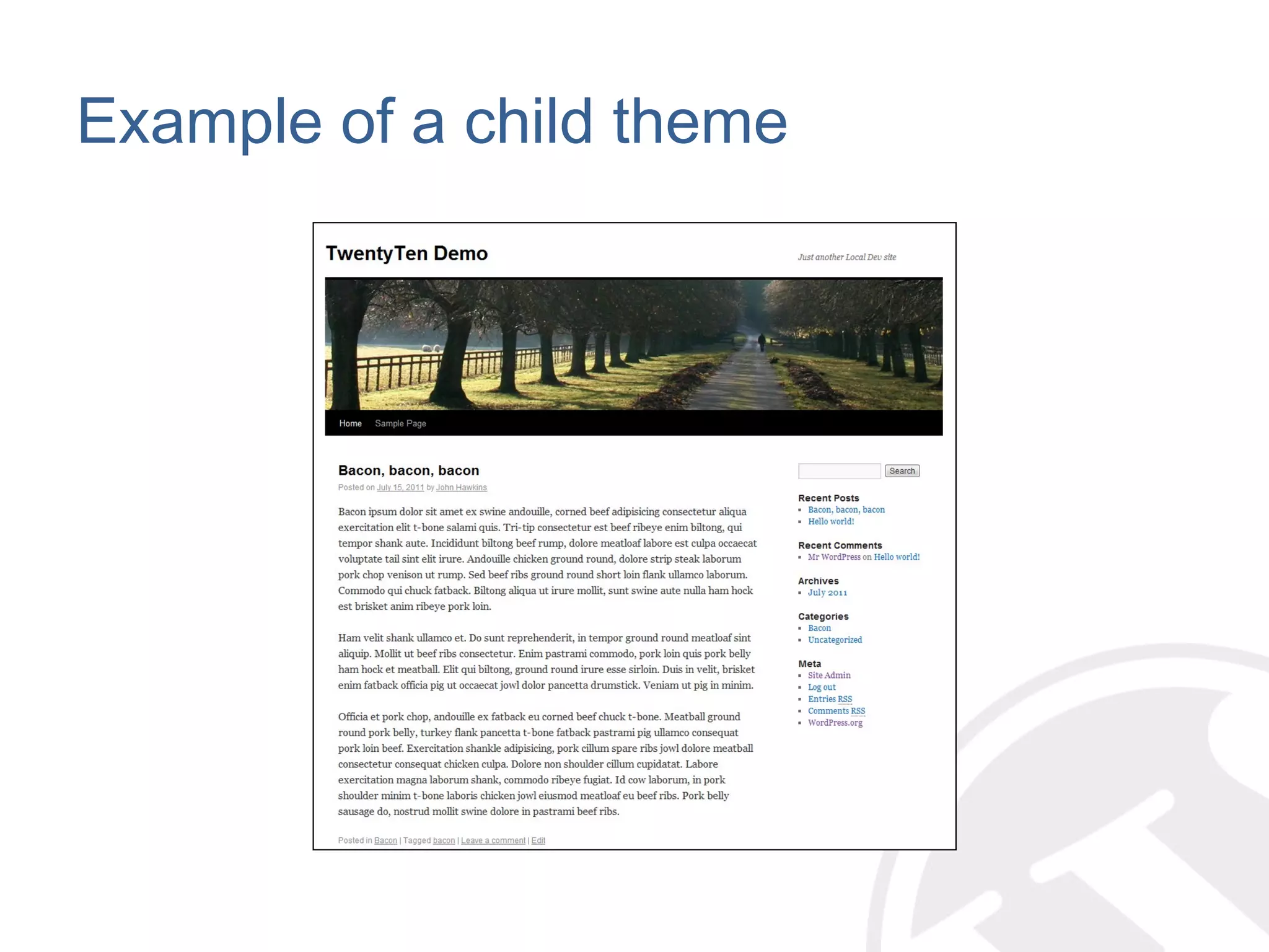 Example of a child theme 