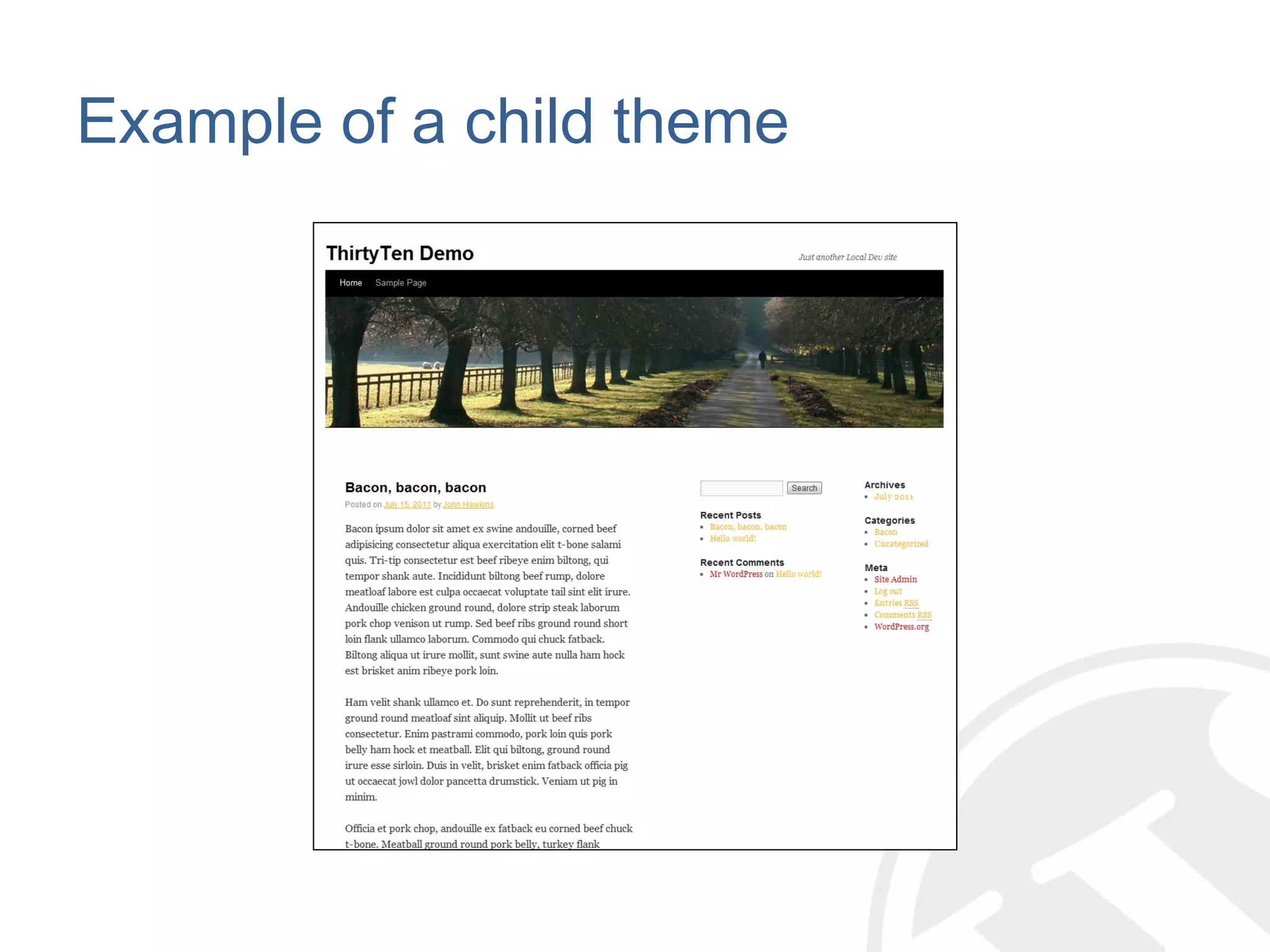 Example of a child theme 
