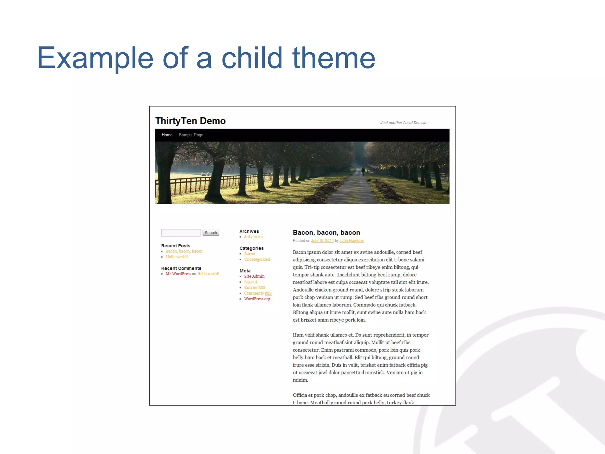 Example of a child theme 