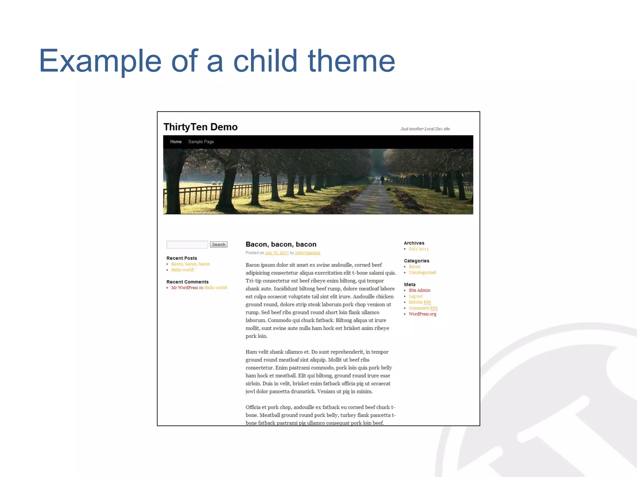 Example of a child theme 