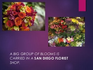 A BIG GROUP OF BLOOMS IS
CARRIED IN A SAN DIEGO FLORIST
SHOP.
 
