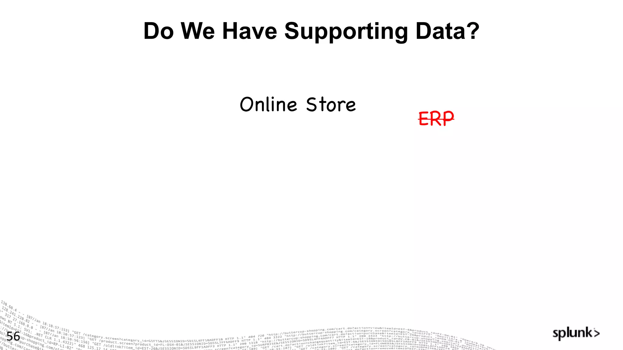 Do We Have Supporting Data?
56
Online Store
ERP
 