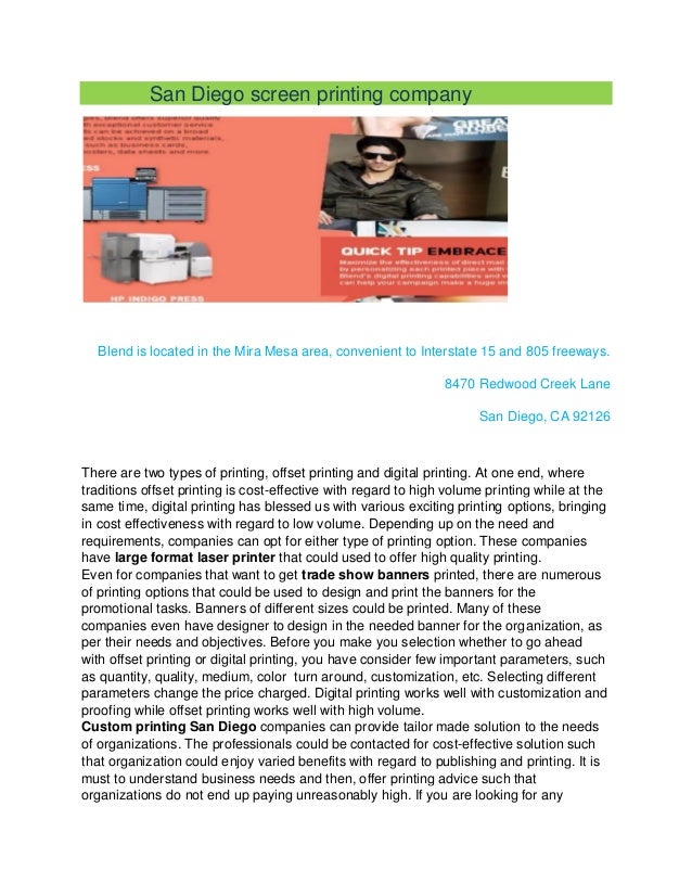 San diego screen printing company