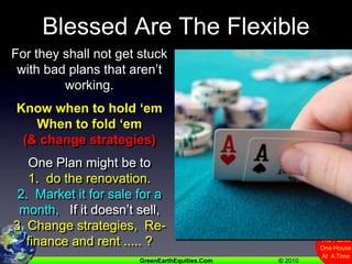 Blessed Are The FlexibleFor they shall not get stuck with bad plans that aren’t working.Know when to hold ‘emWhen to fold ‘em(& change strategies)One Plan might be to 1.  do the renovation. 2.  Market it for sale for a month,   If it doesn’t sell, 3. Change strategies,  Re-finance and rent ..... ?