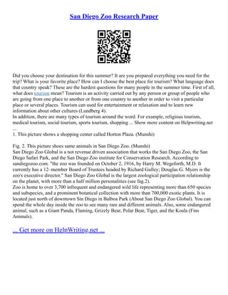 San Diego Zoo Research Paper | PDF