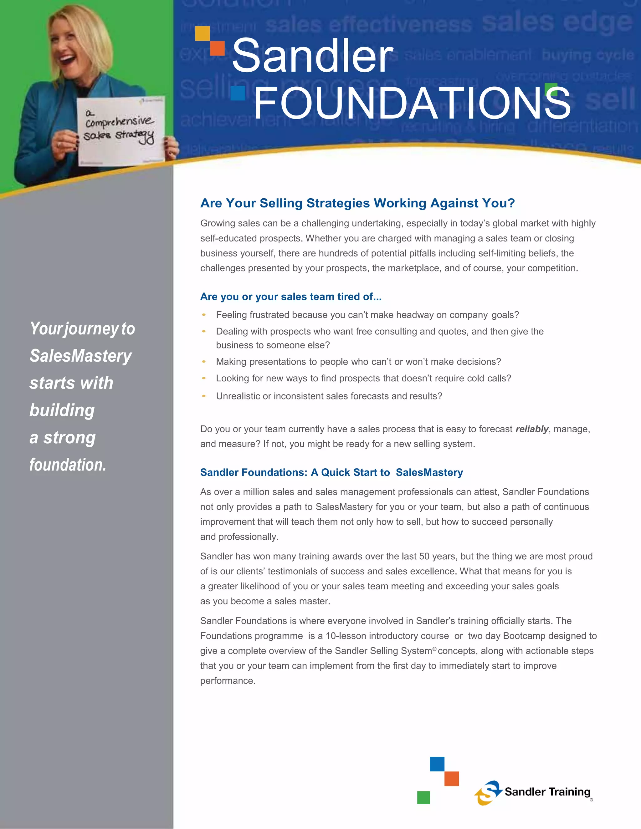 Sandler Success Checklist.pdf Sandler Foundations with Ermine Amies Sandler Trainer & Coach | PDF