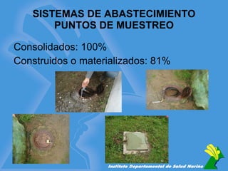 SISTEMAS DE ABASTECIMIENTO PUNTOS DE MUESTREO Consolidados: 100% Construidos o materializados: 81% 
