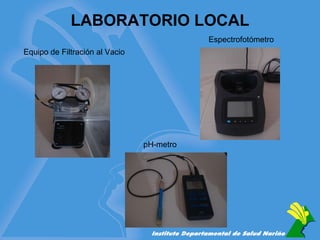 LABORATORIO LOCAL Equipo de Filtración al Vacio  Espectrofotómetro pH-metro 