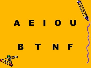 A E       I O   U

B     T    N F
 