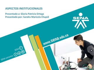 GC-F-004 V.01
ASPECTOS INSTITUCIONALES
Presentado a: Gloria Patricia Ortega
Presentado por: Sandra Maricela Chapid
 