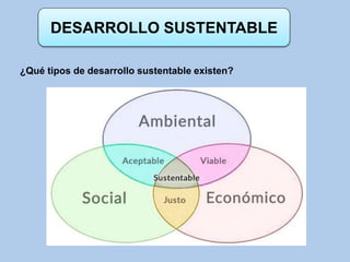 DESARROLLO SUSTENTABLE
¿Qué tipos de desarrollo sustentable existen?
 