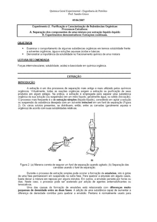 Química Geral Experimental - Engenharia de Petróleo
               Prof. Sandro Greco

                    05/06/2007