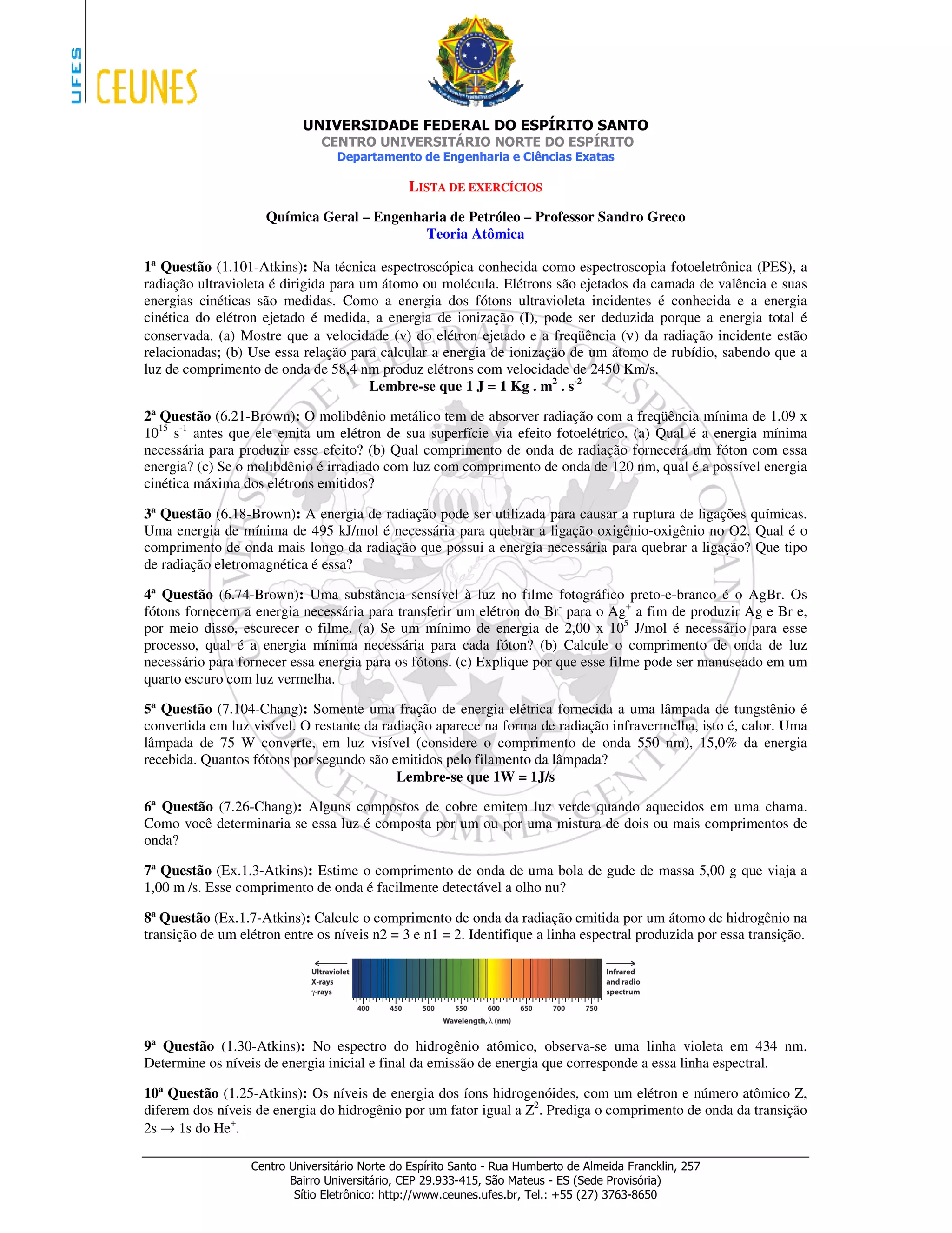 Sandrogreco Lista De ExercíCios 1 Q. Geral Eng. Pet. 2 2007