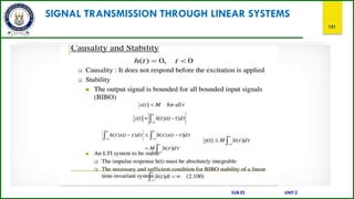 SIGNAL TRANSMISSION THROUGH LINEAR SYSTEMS
131
SUB:ES UNIT:2
 