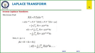 LAPLACE TRANSFORM
138
Inverse Laplace Transform:
We know that
SUB:ES UNIT:2
 