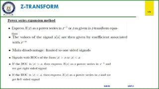 Z-TRANSFORM
172
SUB:ES UNIT:2
 