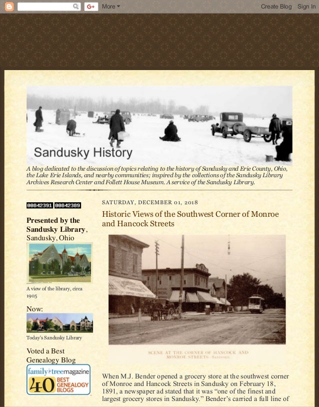 Sandusky History Southwest Corner Of Monroe And Hancock Streets Lazz