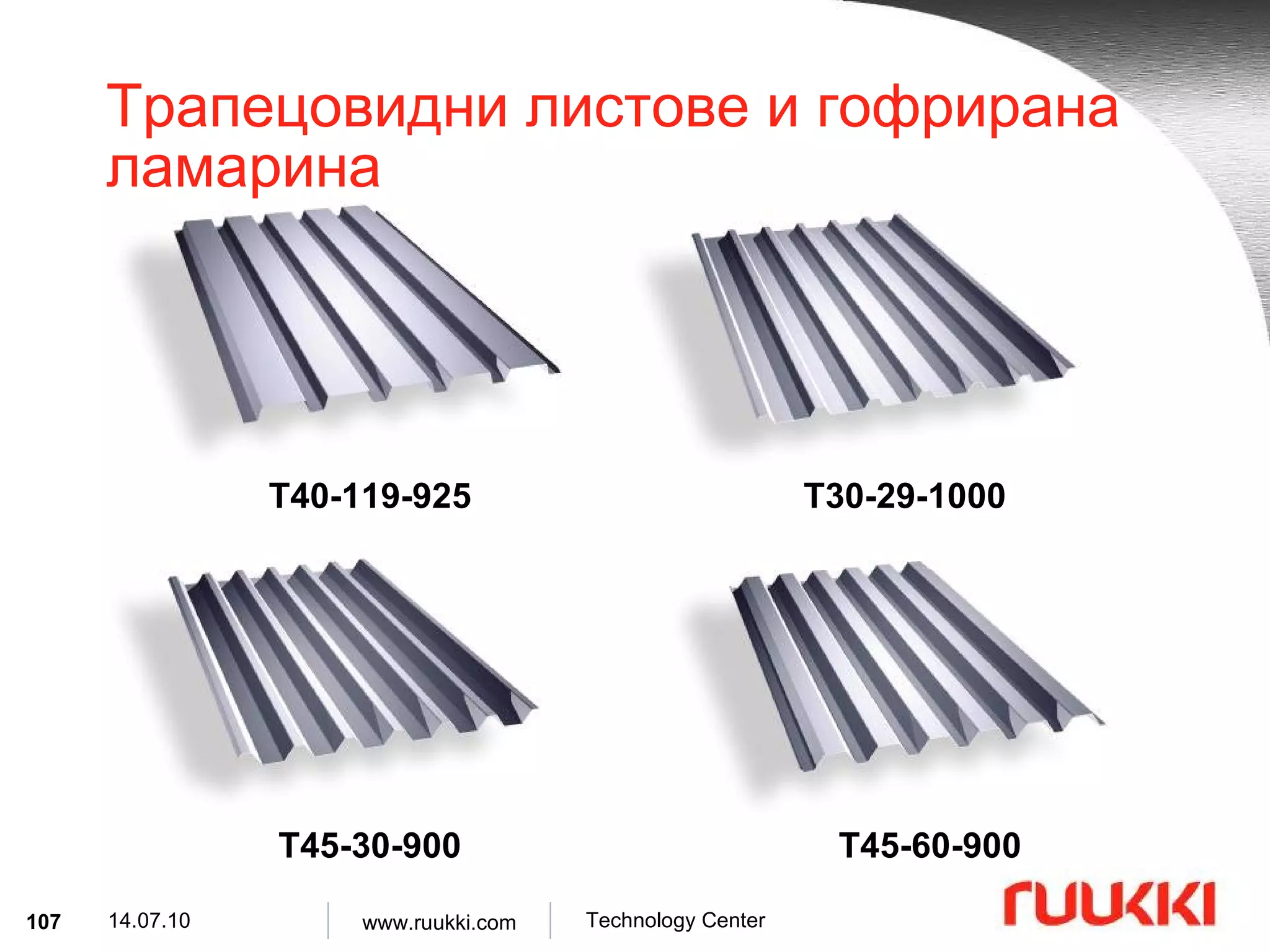 Трапецовидни листове и гофрирана ламарина T40-119-925 T30-29-1000 T45-60-900 T45-30-900 