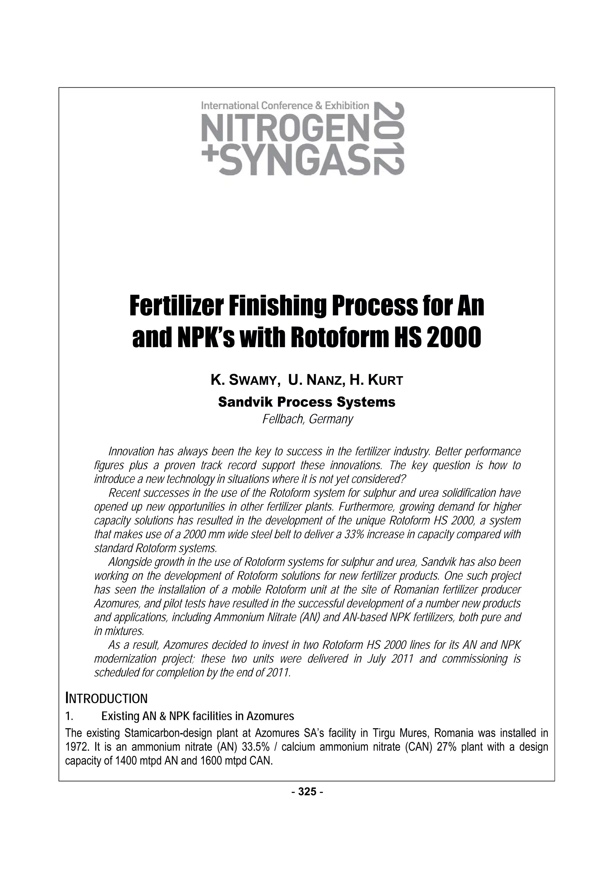 Sandvik process systems kumar swamy (paper) PDF