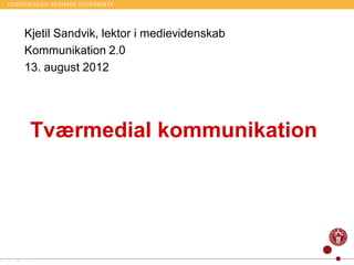 Kjetil Sandvik, lektor i medievidenskab
Kommunikation 2.0
13. august 2012




 Tværmedial kommunikation
 