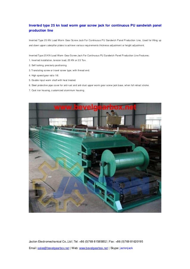 Inverted Type 25 Kn Load Worm Gear Screw Jack For Continuous Pu Sandw