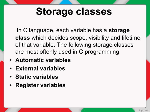 Storage classes in C | PPTX