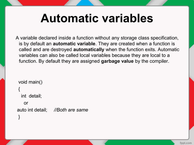 Storage classes in C | PPTX