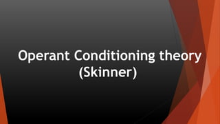 Operant Conditioning theory
(Skinner)
 