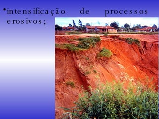 intensificação de processos erosivos; 