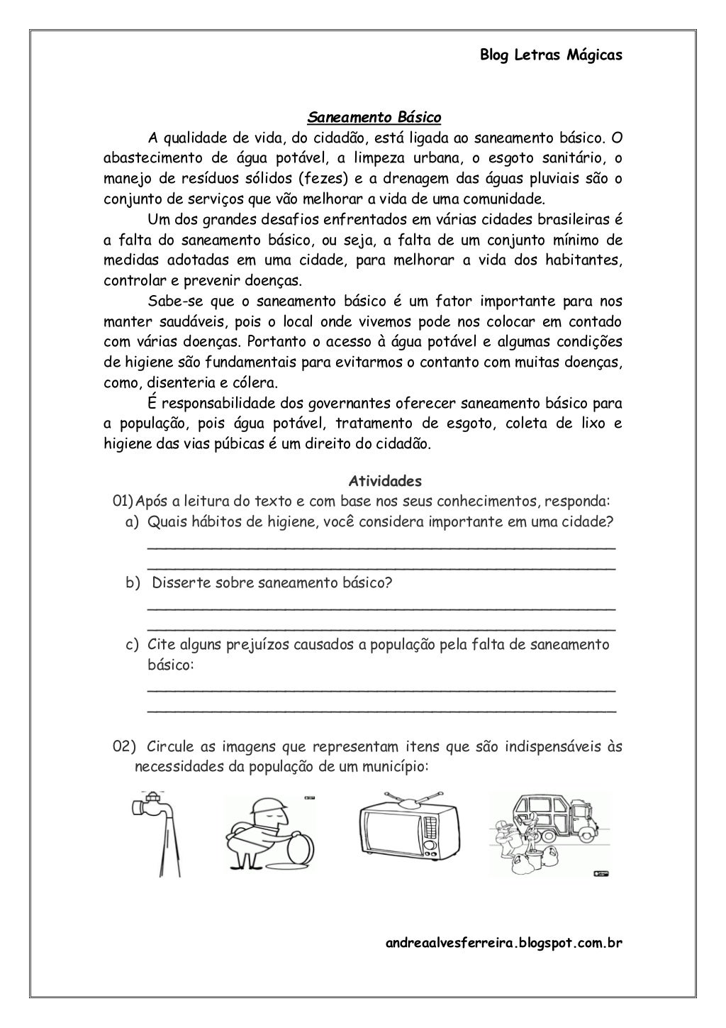 Exercícios Sobre Saneamento Básico 7 Ano Com Gabarito - FDPLEARN