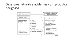 Desastres naturais e acidentes com produtos
perigosos
 